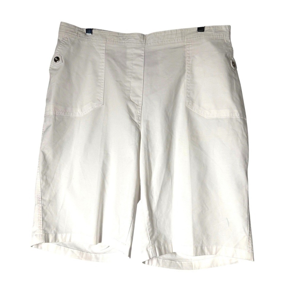 Allison Daley Bermuda Short Sz 16W White Elastic Back Stretch Cotton Walking NEW